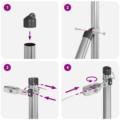Zaunpfosten 7 pcs Silber Ø32mm 150 cm Verzinkter Stahl