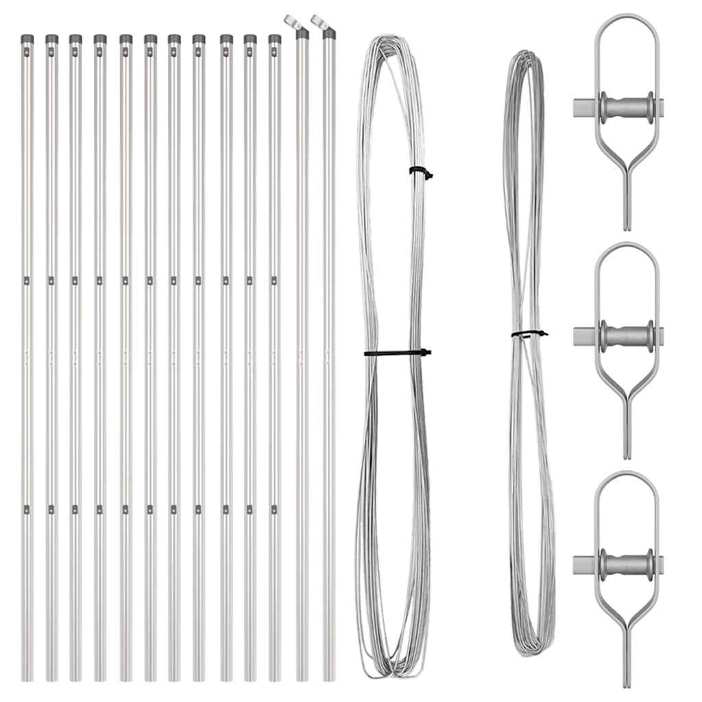 Zaunpfosten 13 pcs Silber Ø32mm 170 cm Verzinkter Stahl
