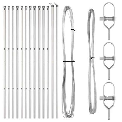 Zaunpfosten 13 pcs Silber Ø32mm 170 cm Verzinkter Stahl