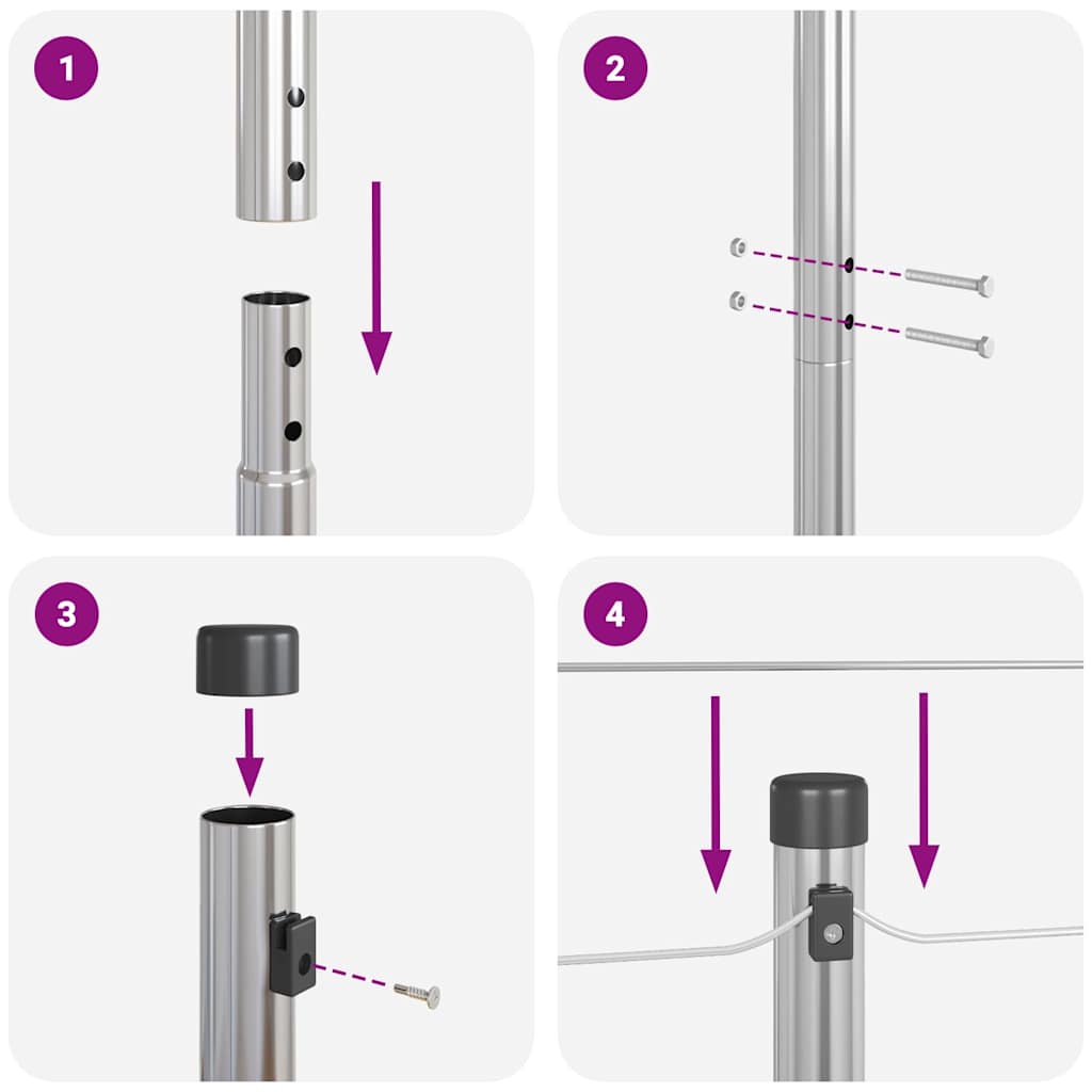 Zaunpfosten 13 pcs Silber Ø32mm 170 cm Verzinkter Stahl