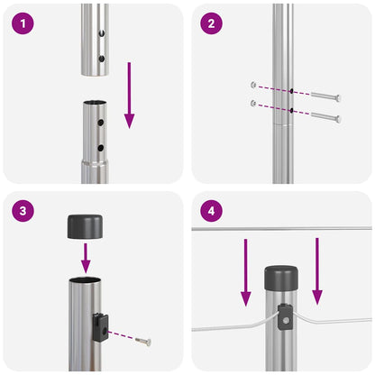 Zaunpfosten 13 pcs Silber Ø32mm 170 cm Verzinkter Stahl