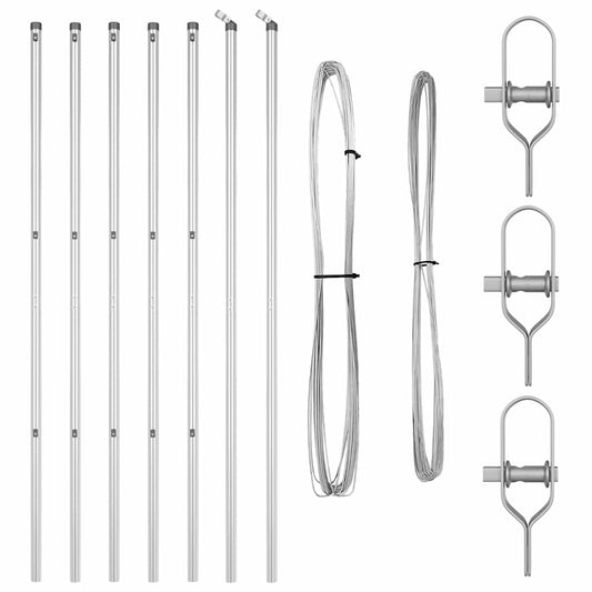 Zaunpfosten Manuell 7 pcs Silber Ø32mm 190 cm Verzinkter Stahl