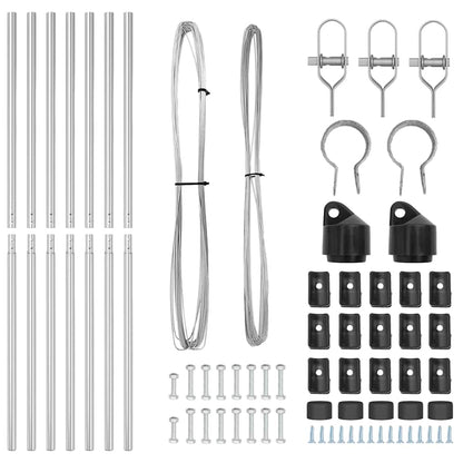 Zaunpfosten 7 pcs Silber Ø32mm 200 cm Verzinkter Stahl
