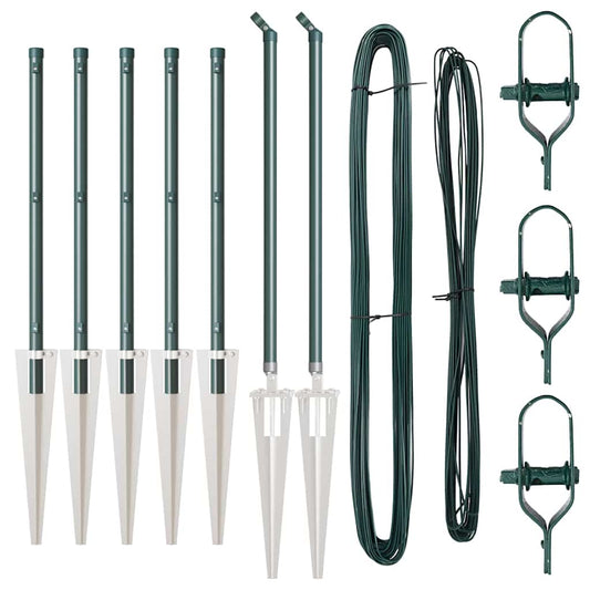 Zaunpfosten Manuell 7 pcs Grün Ø32mm 60 cm Verzinkter Stahl