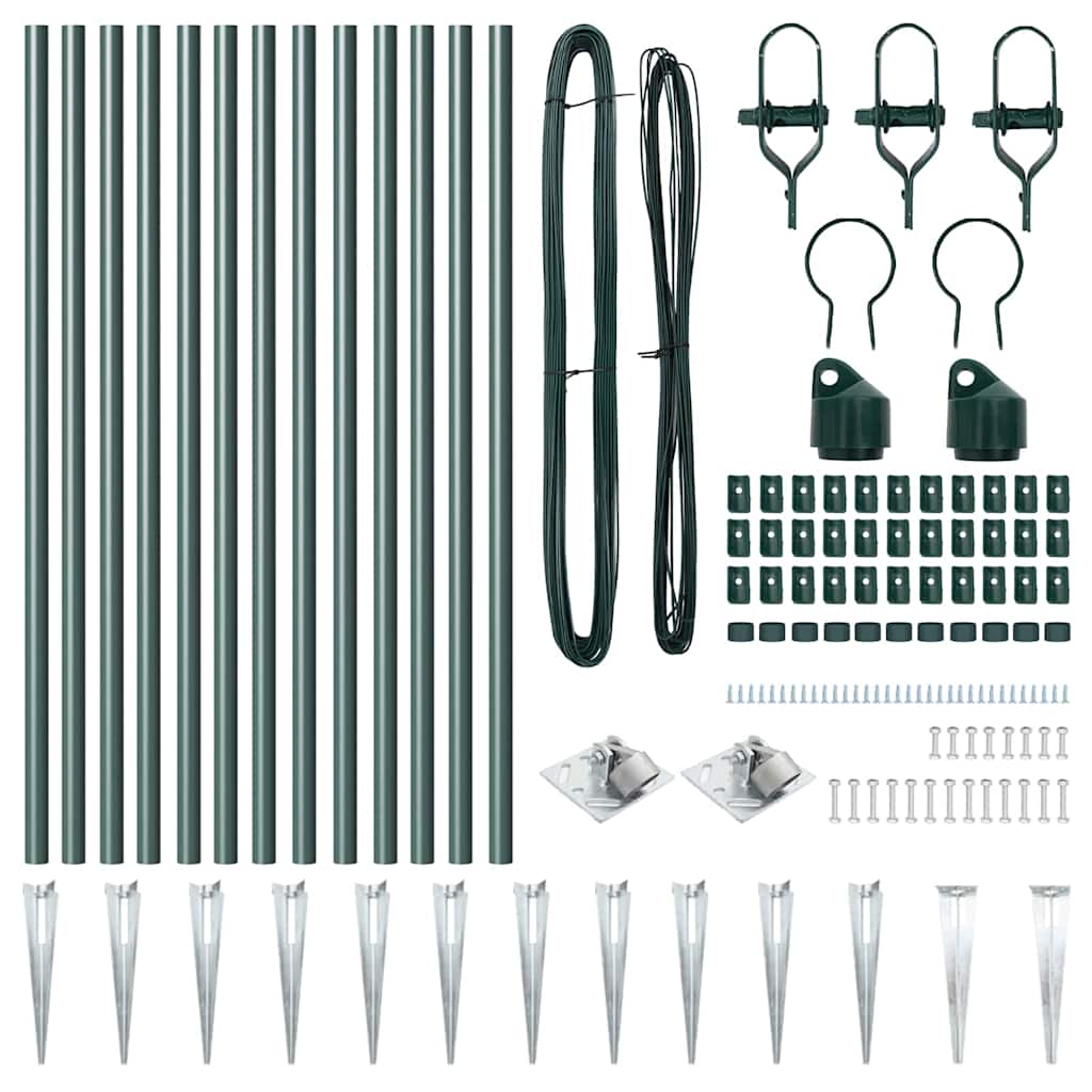 Zaunpfosten Manuell 13 pcs Grün Ø32mm 60 cm Verzinkter Stahl