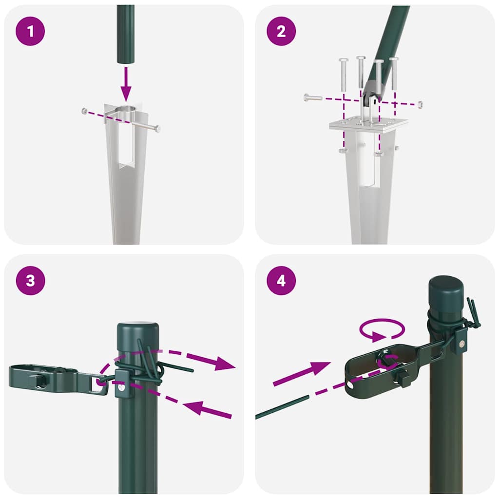 Zaunpfosten Manuell 13 pcs Grün Ø32mm 60 cm Verzinkter Stahl