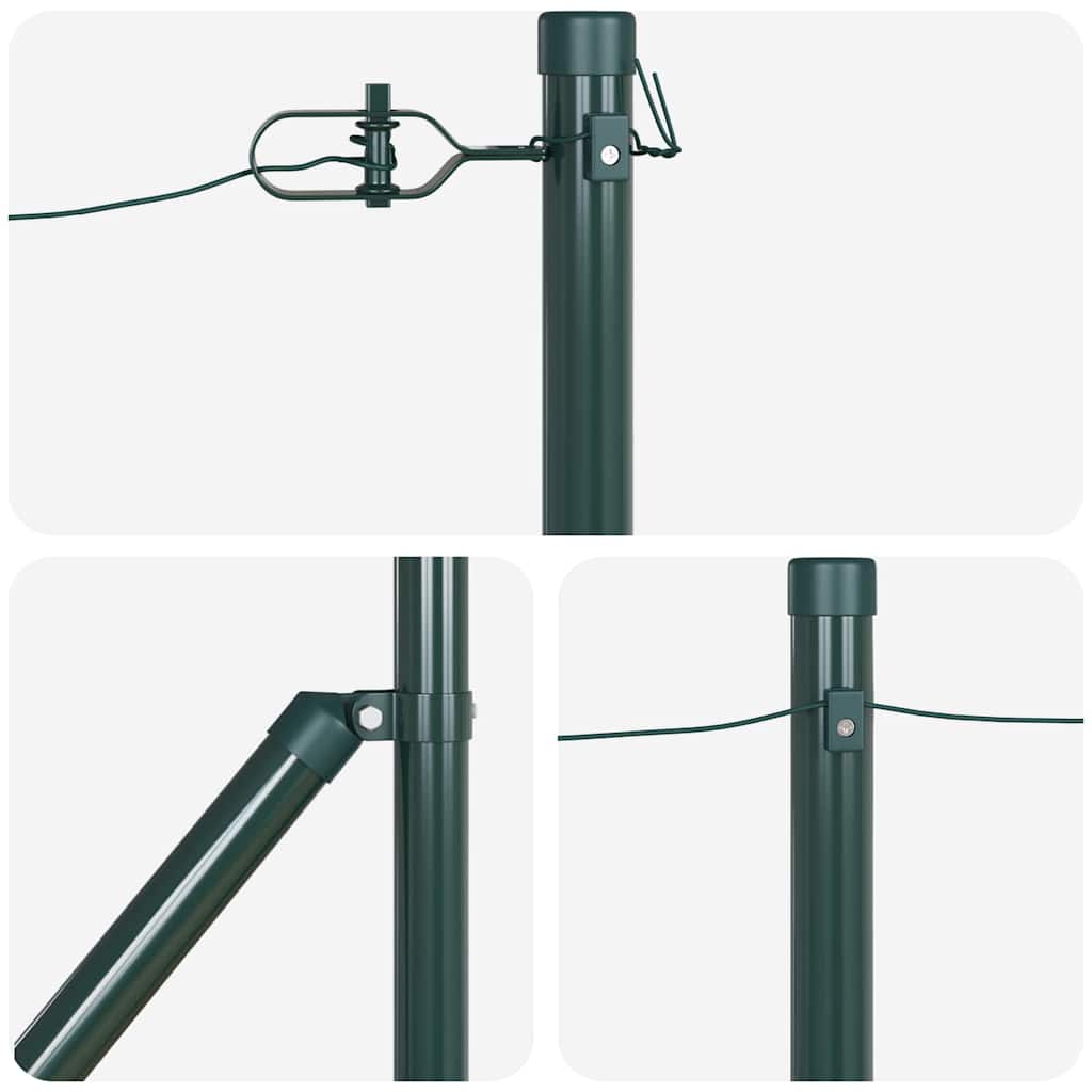 Zaunpfosten Manuell 13 pcs Grün Ø32mm 80 cm Verzinkter Stahl
