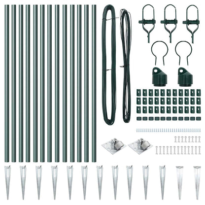 Zaunpfosten Manuell 13 pcs Grün Ø32mm 80 cm Verzinkter Stahl