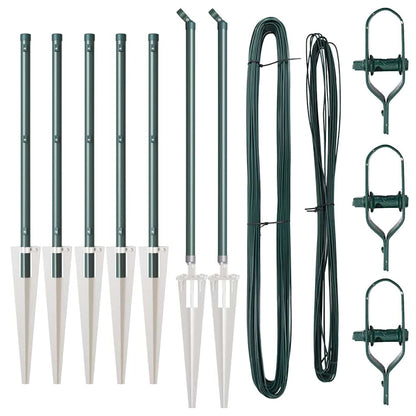 Zaunpfosten Manuell 7 pcs Grün Ø32mm 100 cm Verzinkter Stahl