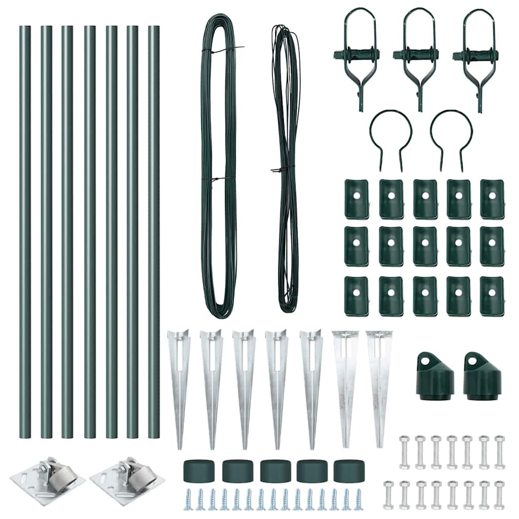 Zaunpfosten Manuell 7 pcs Grün Ø32mm 100 cm Verzinkter Stahl