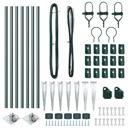 Zaunpfosten Manuell 7 pcs Grün Ø32mm 100 cm Verzinkter Stahl