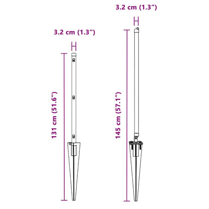 Zaunpfosten Manuell 7 pcs Grün Ø32mm 100 cm Verzinkter Stahl