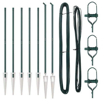 Zaunpfosten Manuell 7 pcs Grün Ø32mm 140 cm Verzinkter Stahl