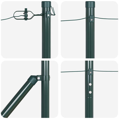 Zaunpfosten Manuell 13 pcs Grün Ø32mm 140 cm Verzinkter Stahl