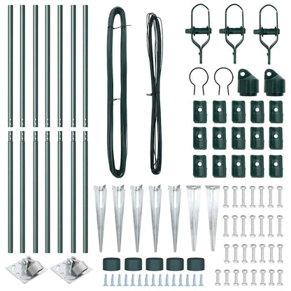Zaunpfosten Manuell 7 pcs Grün Ø32mm 160 cm Verzinkter Stahl