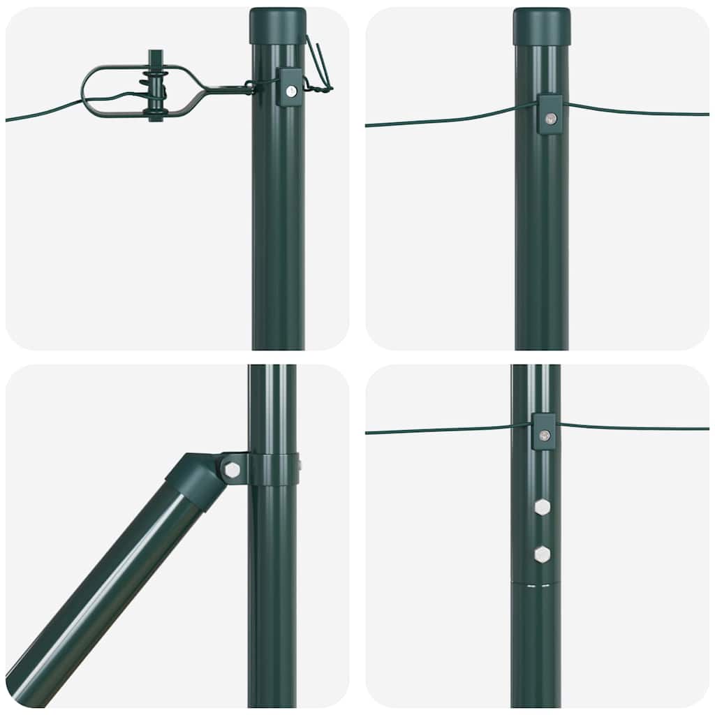Zaunpfosten Manuell 7 pcs Grün Ø32mm 170 cm Verzinkter Stahl