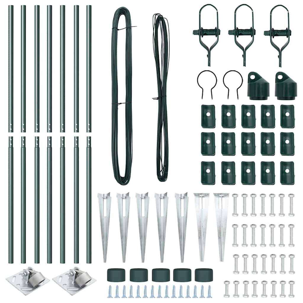 Zaunpfosten Manuell 7 pcs Grün Ø32mm 170 cm Verzinkter Stahl