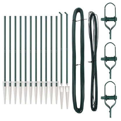 Zaunpfosten 13 pcs Grün Ø32mm 160 cm Verzinkter Stahl