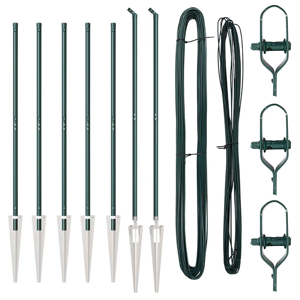 Zaunpfosten Manuell 7 pcs Grün Ø32mm 180 cm Verzinkter Stahl