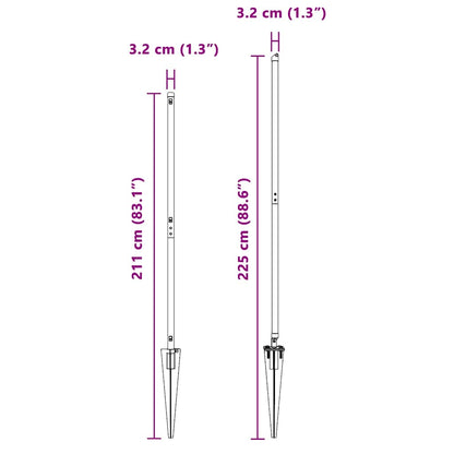 Zaunpfosten Manuell 7 pcs Grün Ø32mm 180 cm Verzinkter Stahl