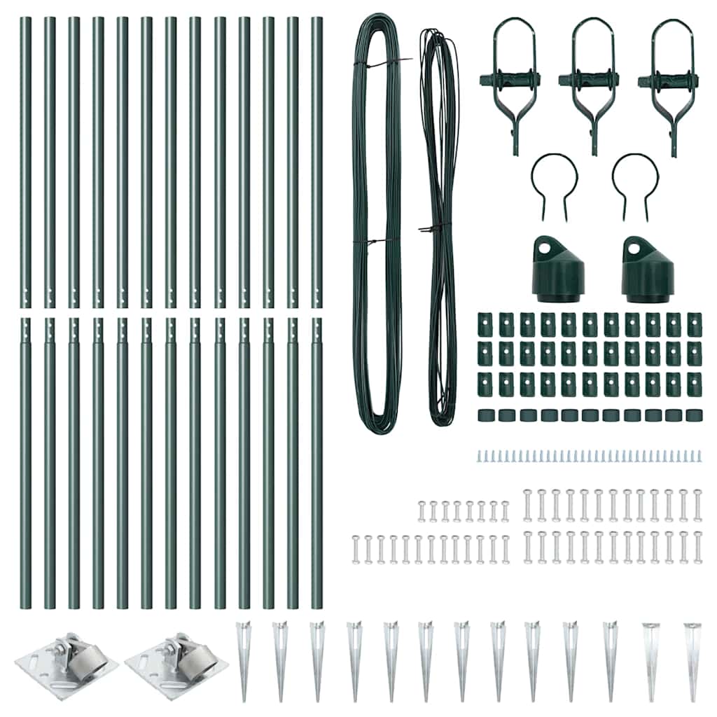 Zaunpfosten Manuell 13 pcs Grün Ø32mm 180 cm Verzinkter Stahl