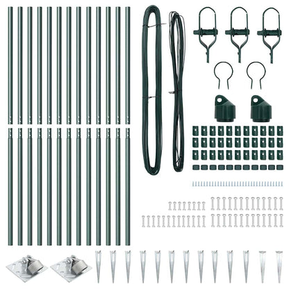 Zaunpfosten Manuell 13 pcs Grün Ø32mm 180 cm Verzinkter Stahl