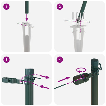 Zaunpfosten Manuell 13 pcs Grün Ø32mm 180 cm Verzinkter Stahl