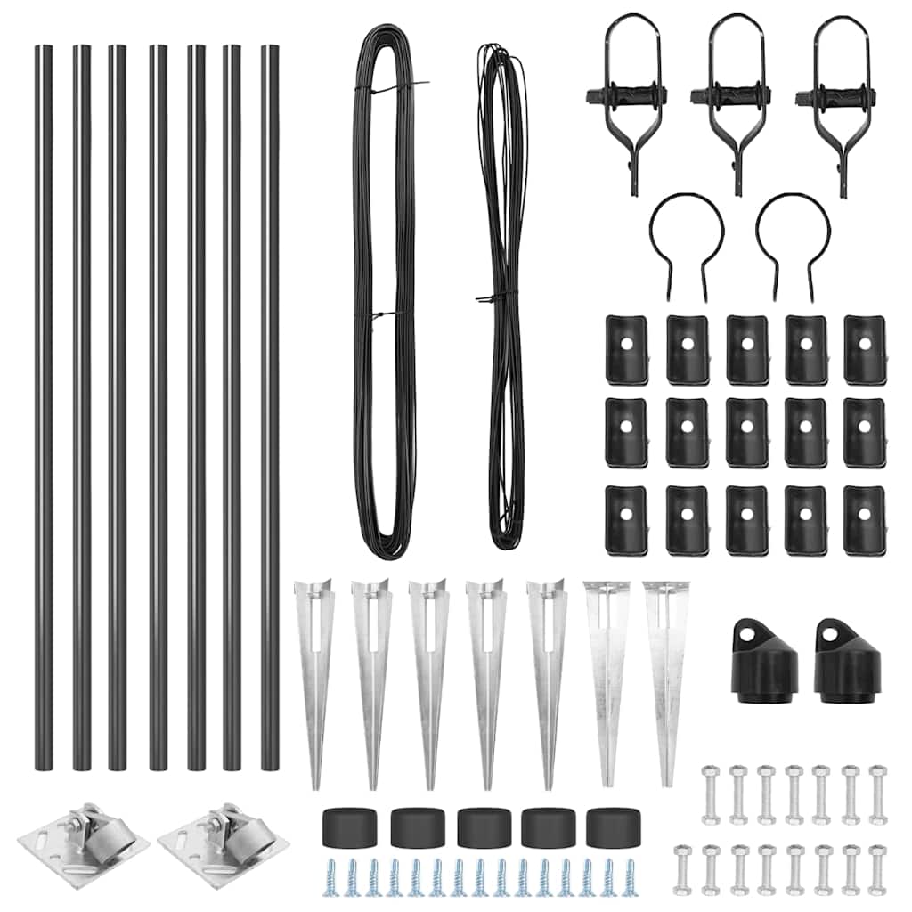 Zaunpfosten Manuell 7 pcs Grau Ø32mm 80 cm Verzinkter Stahl