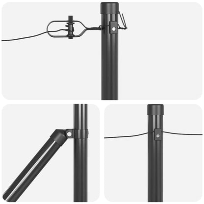 Zaunpfosten Manuell 7 pcs Grau Ø32mm 120 cm Verzinkter Stahl