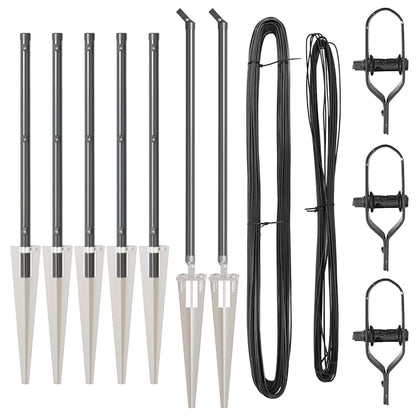 Zaunpfosten Manuell 7 pcs Grau Ø32mm 120 cm Verzinkter Stahl