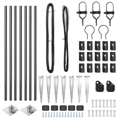Zaunpfosten Manuell 7 pcs Grau Ø32mm 120 cm Verzinkter Stahl