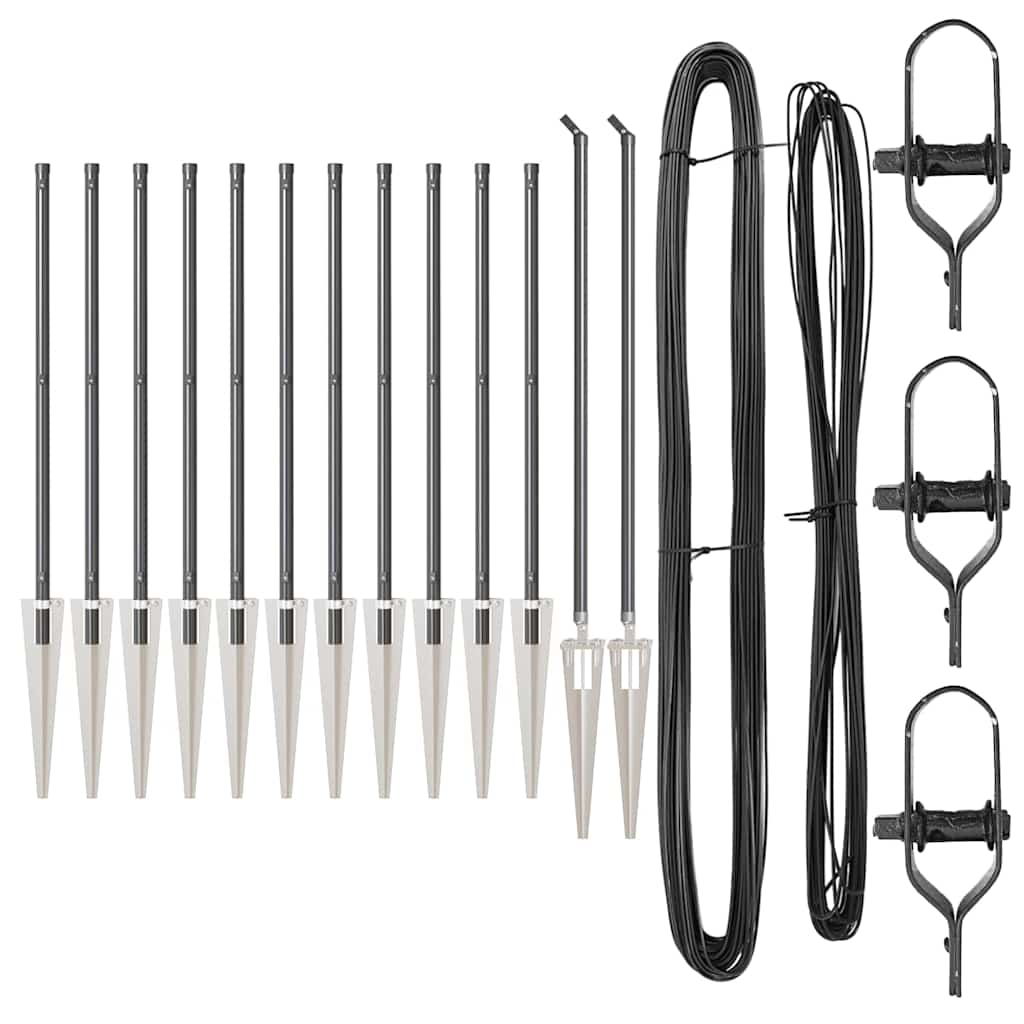 Zaunpfosten Manuell 13 pcs Grau Ø32mm 120 cm Verzinkter Stahl