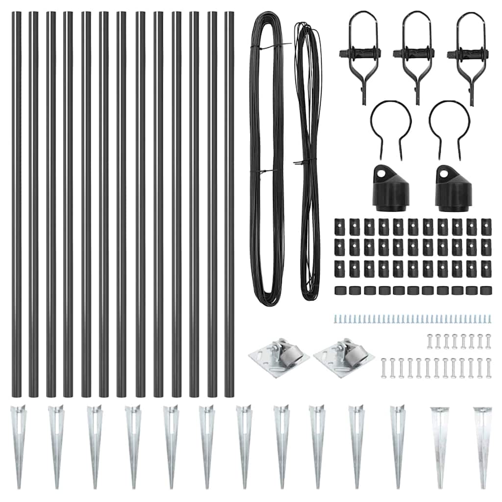Zaunpfosten Manuell 13 pcs Grau Ø32mm 120 cm Verzinkter Stahl