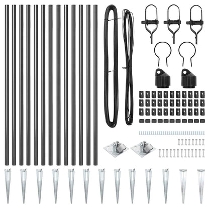 Zaunpfosten Manuell 13 pcs Grau Ø32mm 120 cm Verzinkter Stahl
