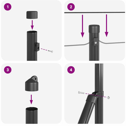 Zaunpfosten Manuell 13 pcs Grau Ø32mm 120 cm Verzinkter Stahl