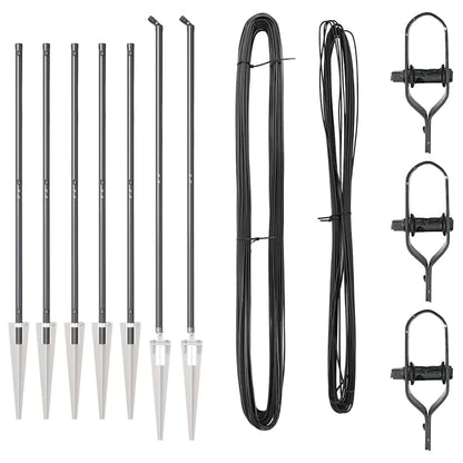 Zaunpfosten 7 pcs Grau Ø32mm 140 cm Verzinkter Stahl