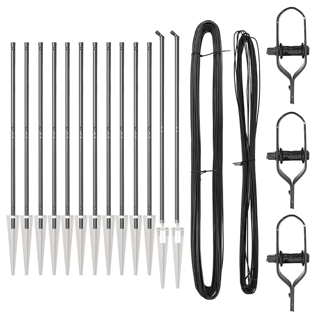 Zaunpfosten Manuell 13 pcs Grau Ø32mm 140 cm Verzinkter Stahl