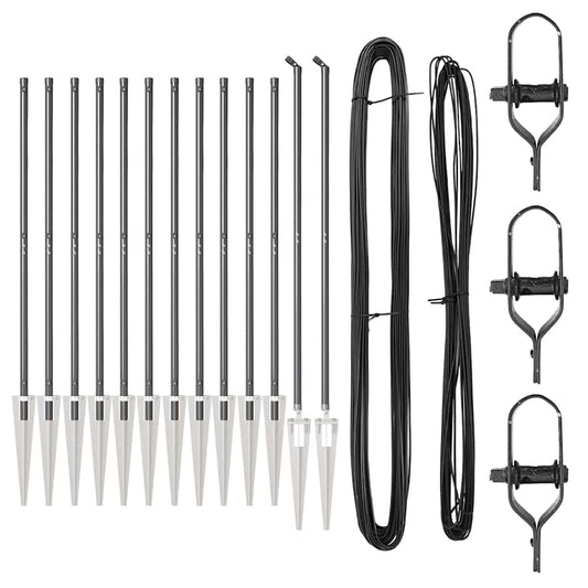 Zaunpfosten Manuell 13 pcs Grau Ø32mm 140 cm Verzinkter Stahl