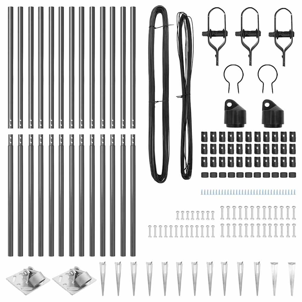 Zaunpfosten Manuell 13 pcs Grau Ø32mm 140 cm Verzinkter Stahl