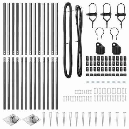 Zaunpfosten Manuell 13 pcs Grau Ø32mm 140 cm Verzinkter Stahl