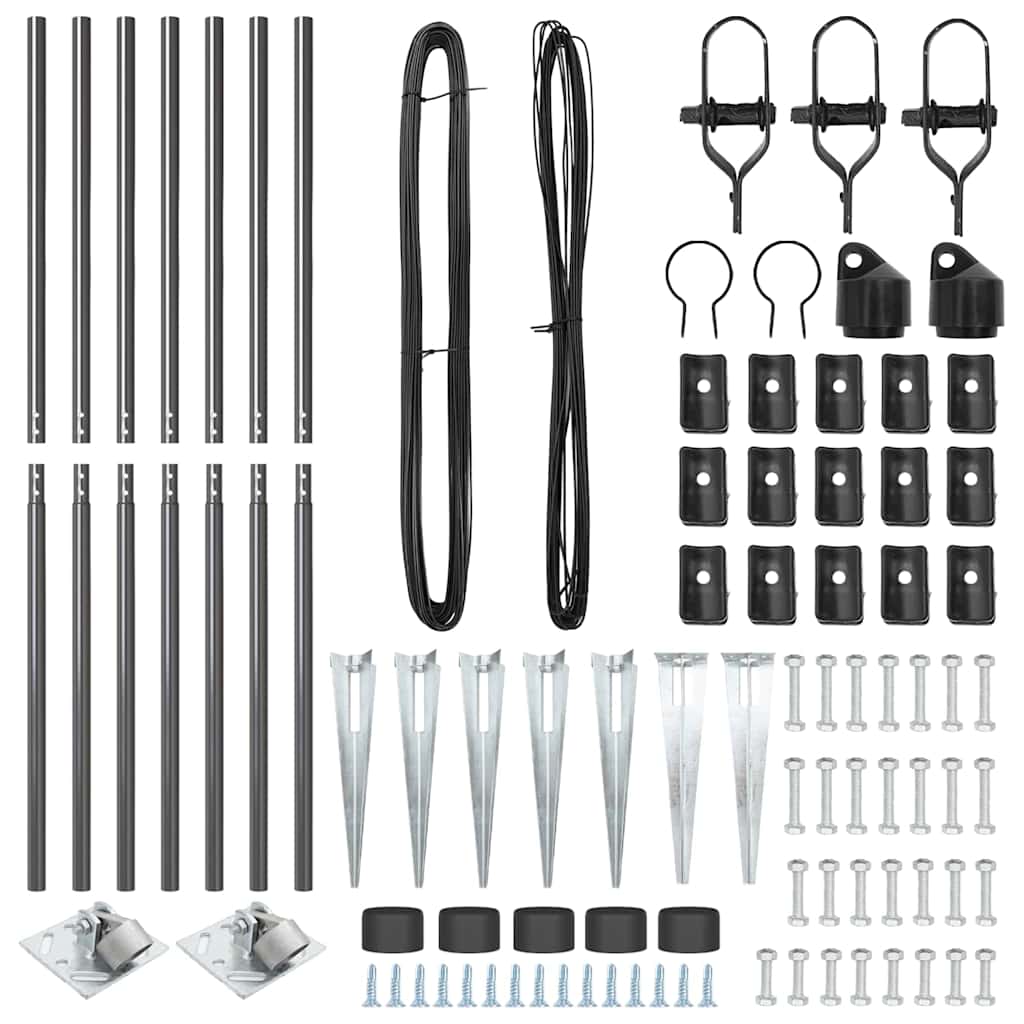 Zaunpfosten 7 pcs Grau Ø32mm 160 cm Verzinkter Stahl