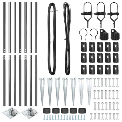Zaunpfosten 7 pcs Grau Ø32mm 160 cm Verzinkter Stahl