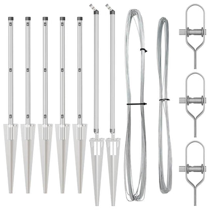 Zaunpfosten 7 pcs Silber Ø32mm 60 cm Verzinkter Stahl