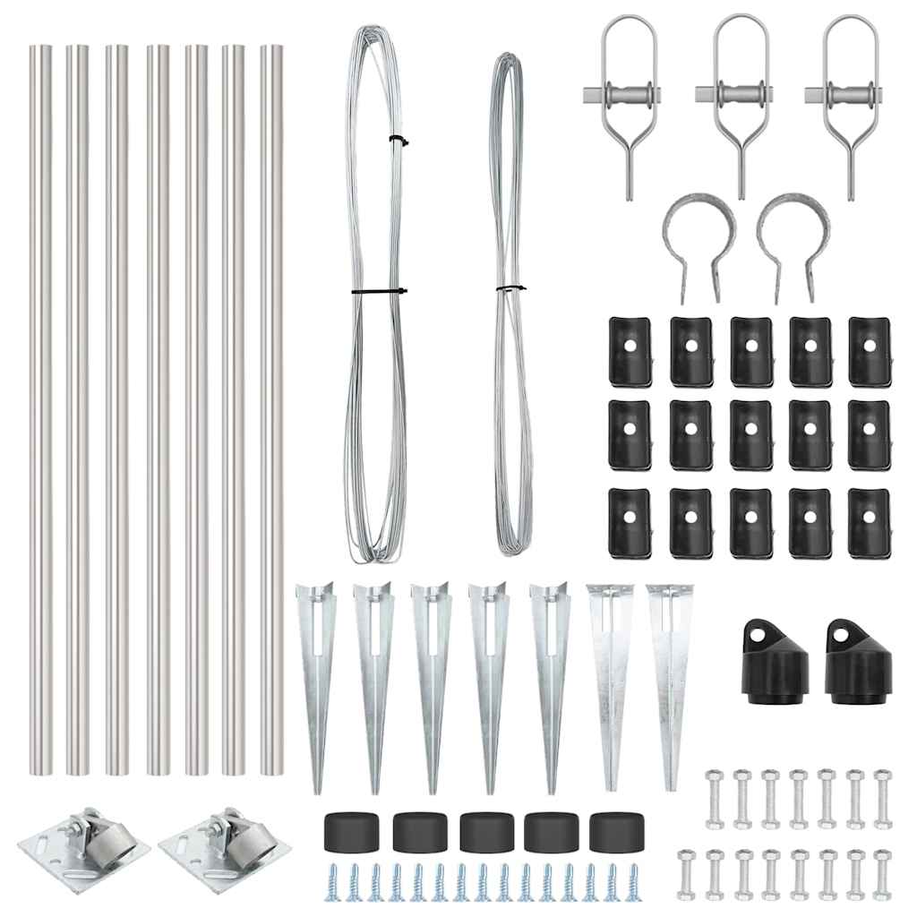 Zaunpfosten 7 pcs Silber Ø32mm 60 cm Verzinkter Stahl