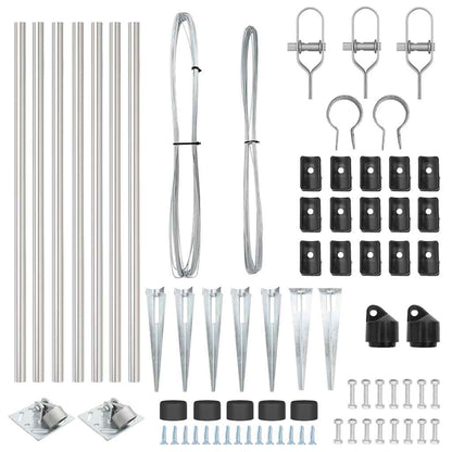 Zaunpfosten 7 pcs Silber Ø32mm 60 cm Verzinkter Stahl