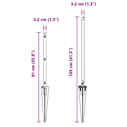 Zaunpfosten 7 pcs Silber Ø32mm 60 cm Verzinkter Stahl