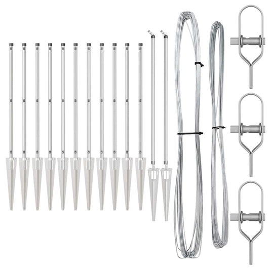 Zaunpfosten 13 pcs Silber Ø32mm 60 cm Verzinkter Stahl