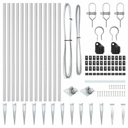 Zaunpfosten 13 pcs Silber Ø32mm 60 cm Verzinkter Stahl