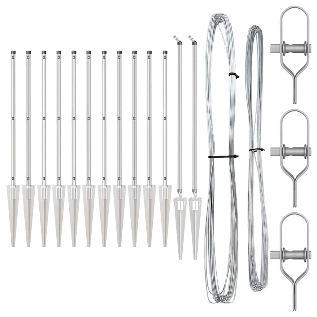 Zaunpfosten Manuell 13 pcs Silber Ø32mm 80 cm Verzinkter Stahl