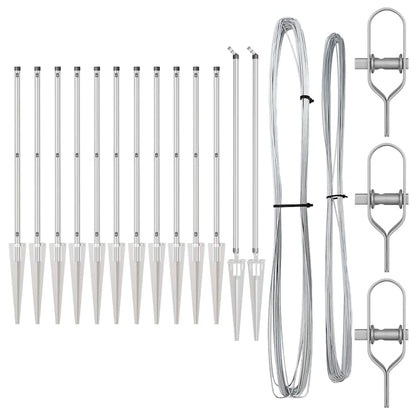 Zaunpfosten Manuell 13 pcs Silber Ø32mm 80 cm Verzinkter Stahl